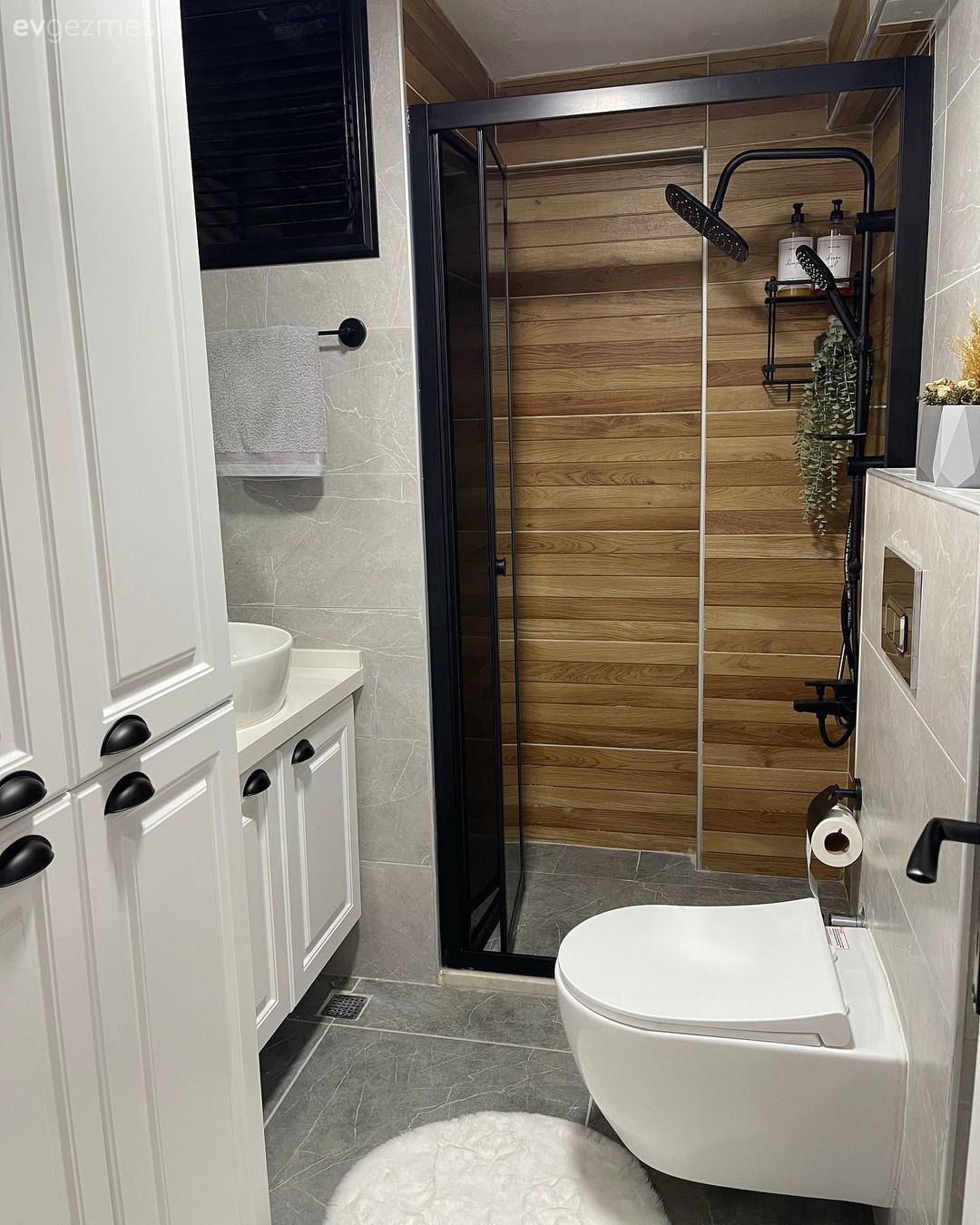 Banyo, Beyaz, Banyo dolabı, Dekoratif ayna, Shaker kapaklı dolaplar, Mutfak, Duşakabin