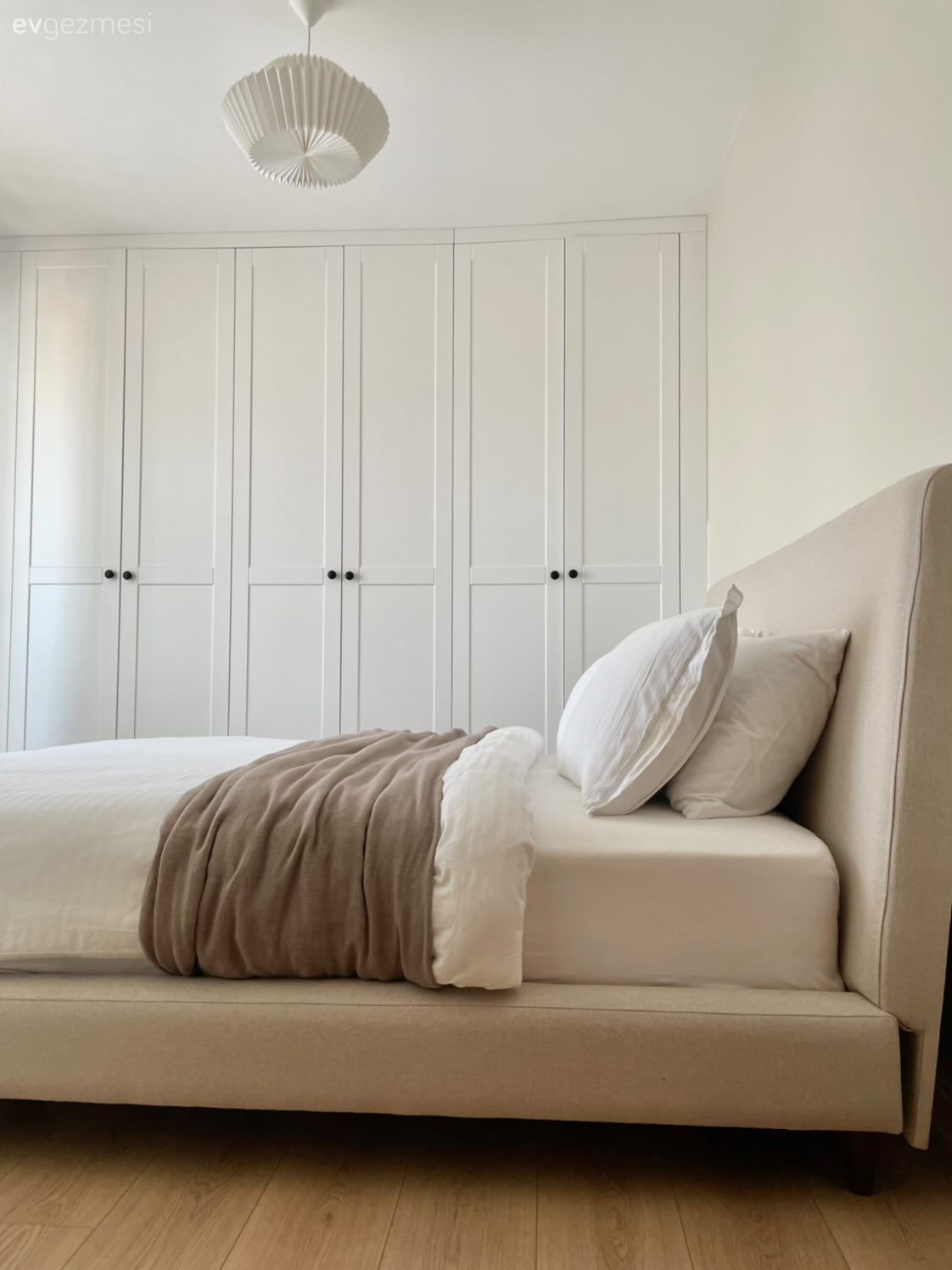 Yatak Odası, Beyaz, Krem, Bej, İskandinav, Gardrop, Yatak başlığı
