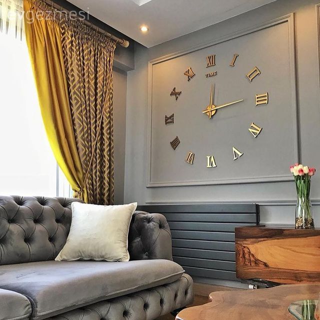 Salon, Modern rustik, Beyaz, Gri, Hardal, Bej, Koltuk takımı, Berjer, Halı, Orta sehpa, Sehpa, Fon perde, Perde, Tül perde, Modern chesterfield, Gri duvar, Duvar çıtalama