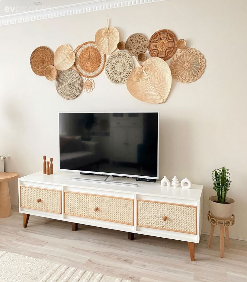 Salon, Hasır, Beyaz, Duvar dekorasyonu, Saksı, Ev bitkisi