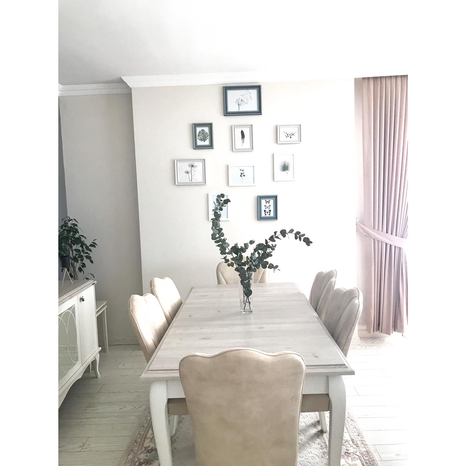 Yemek Odası, Modern, Krem, Beyaz, Bej, Çerçeve, Sandalye, Yemek masası