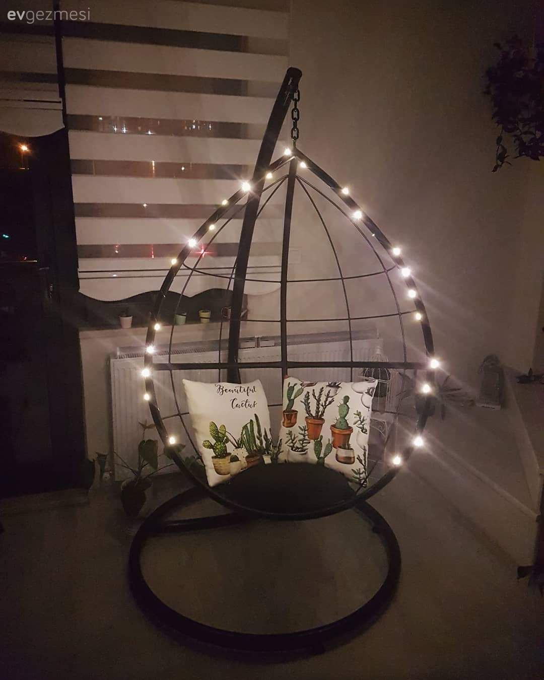 Salıncak, Led aydınlatma, Aydınlatma, Zebra Perde, Perde, Beyaz, Siyah