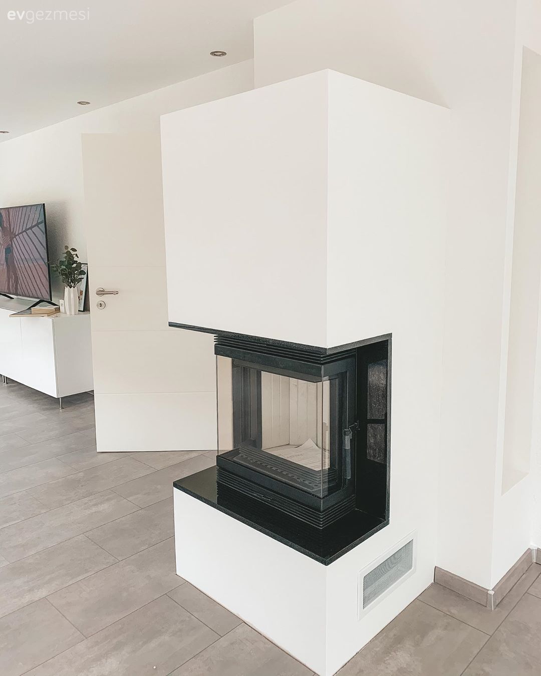 Şömine, Beyaz, Siyah