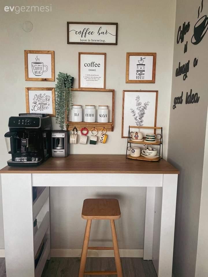 Küçük Mutfakların Keyfini Arttıracak Kahve Köşesi Fikirleri
