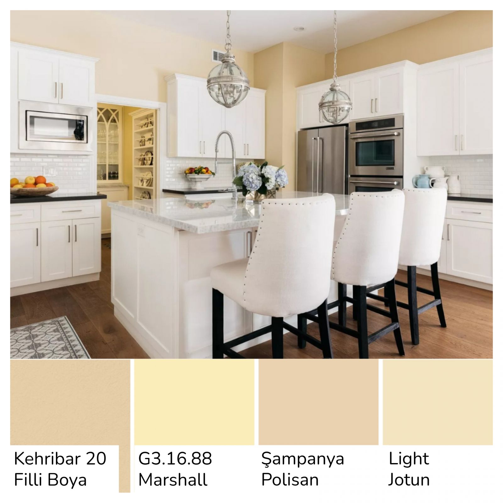 Beyaz Dolaplı Mutfaklara Çok Yakışan Duvar Boyası Renkleri