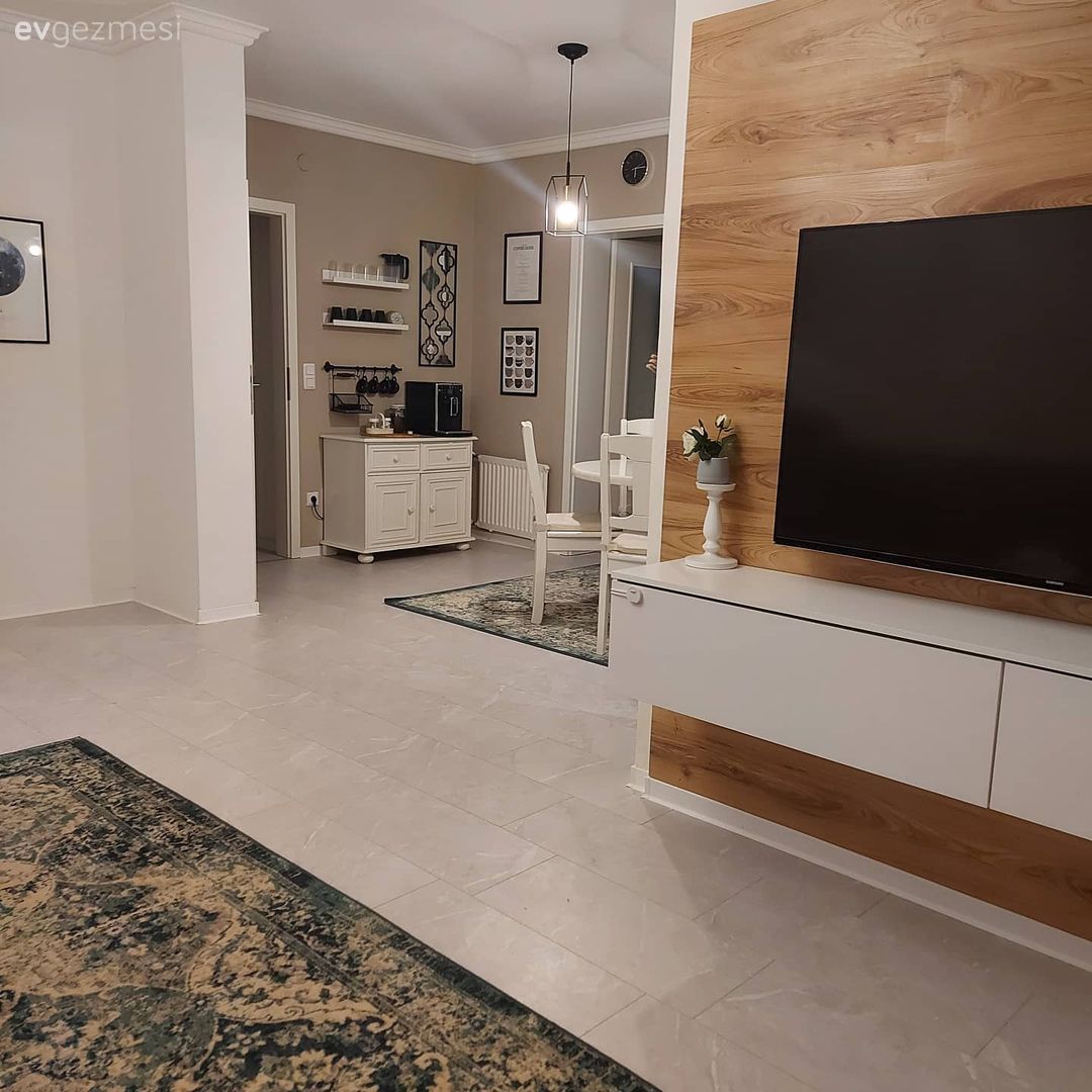 Modern, Tv ünitesi, Beyaz, Krem, Bej, Tv ünitesi aksesuarları, Ev Aksesuar, Halı, Kahve köşesi, Sandalye, Yemek masası, Avize, Aydınlatma