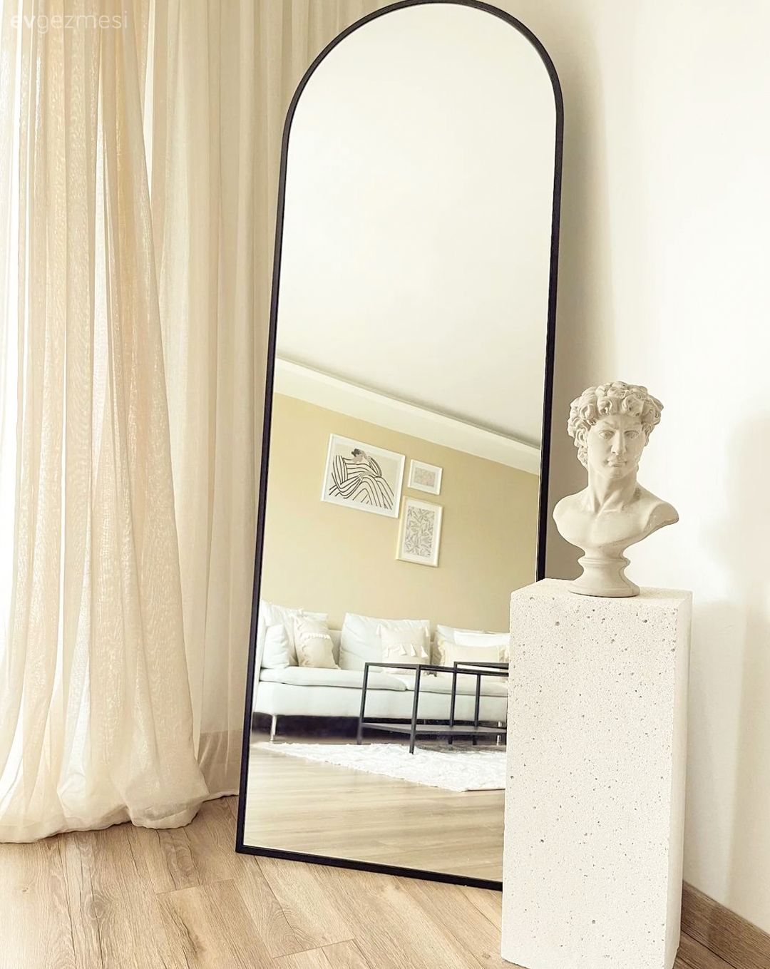Boy aynası, Ayna, Tül perde, Perde, Dekoratif Objeler, Beyaz
