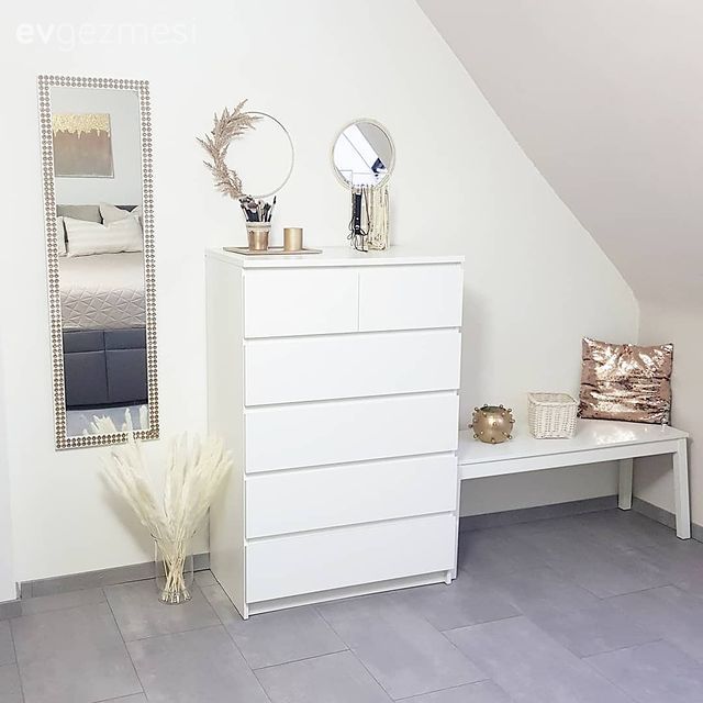 Şifonyer, Yatak Odası, Beyaz, Vazo, Ev Aksesuar, Ayna, Dekoratif Objeler