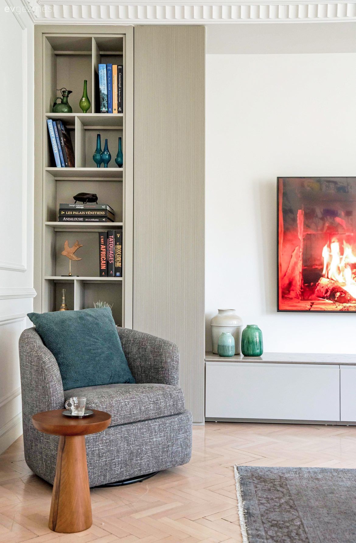 Tv ünitesi, Tv ünitesi aksesuarları, Ev Aksesuar, Beyaz, Bej, Gri, Kitaplık, Halı, Yan sehpa, Sehpa