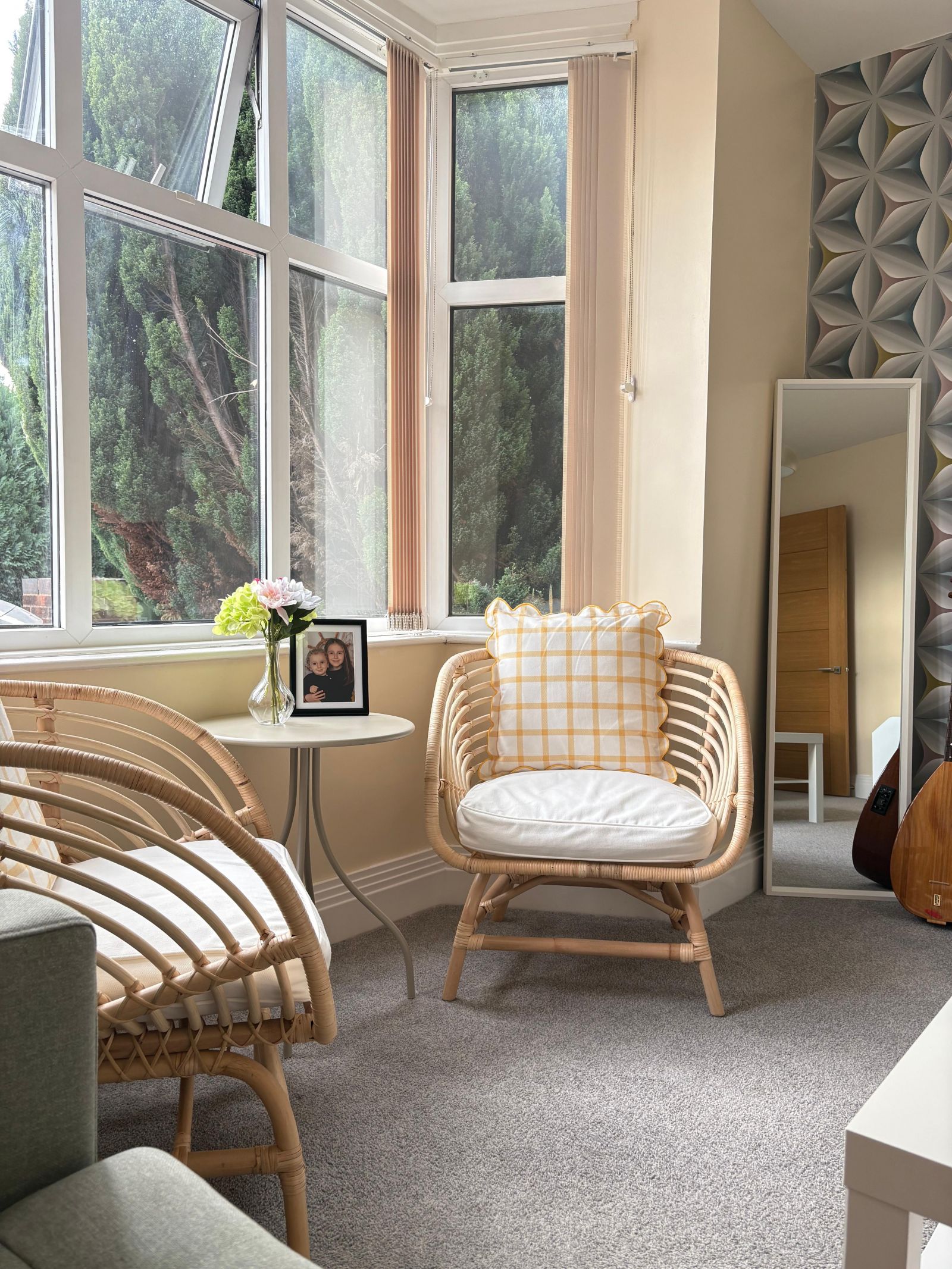 Hasır sandalye, Boy aynası, Ayna, Beyaz, Krem