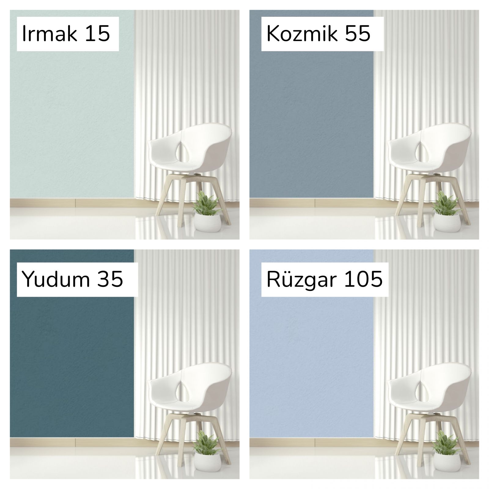 Boya Markalarının Kartelalarından Mavi Duvar Boyası Renkleri