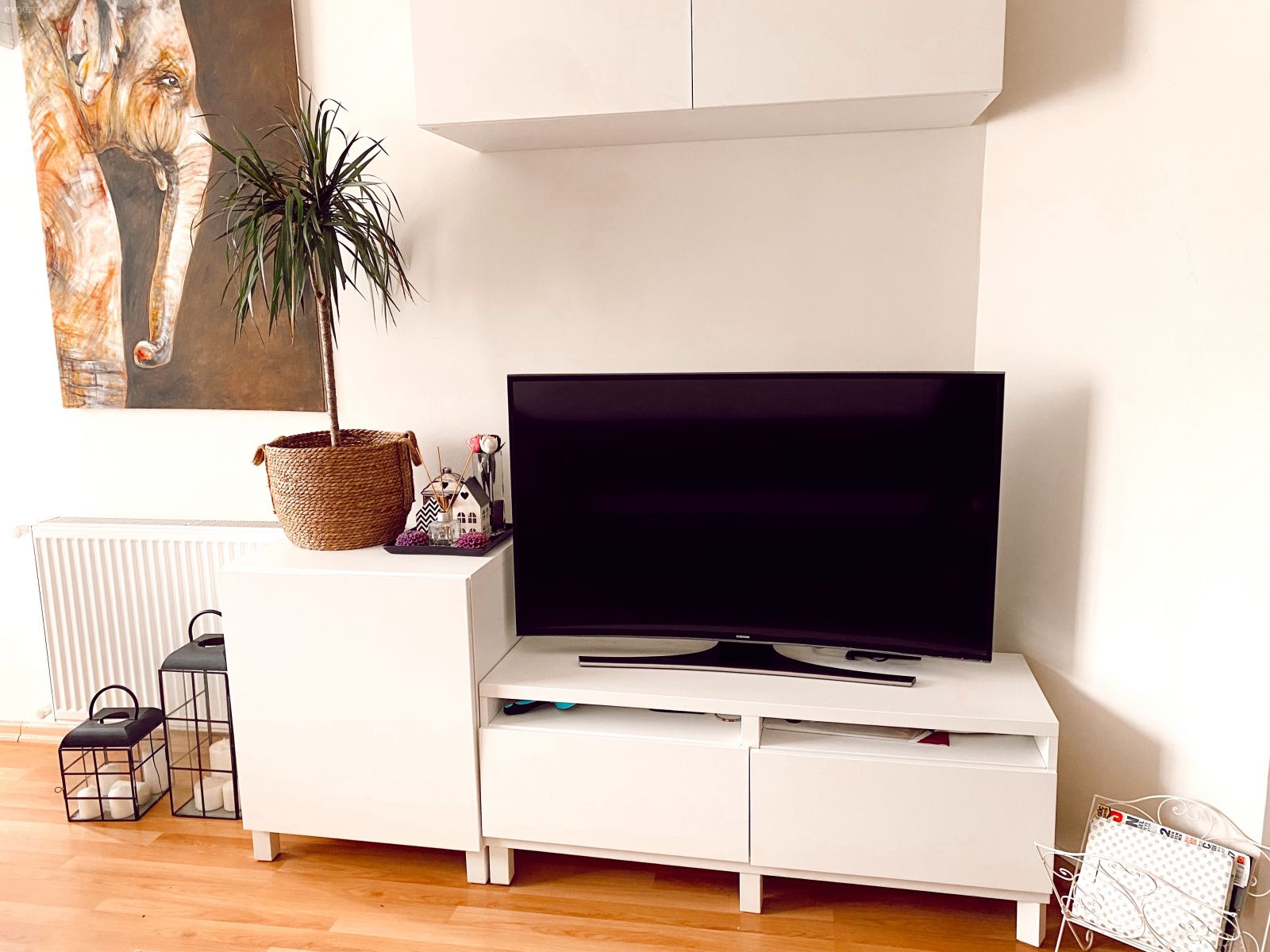 Tv ünitesi, Tv ünitesi aksesuarları, Ev Aksesuar, Tablo, Duvar dekorasyonu, Beyaz, Ev bitkisi, Saksı
