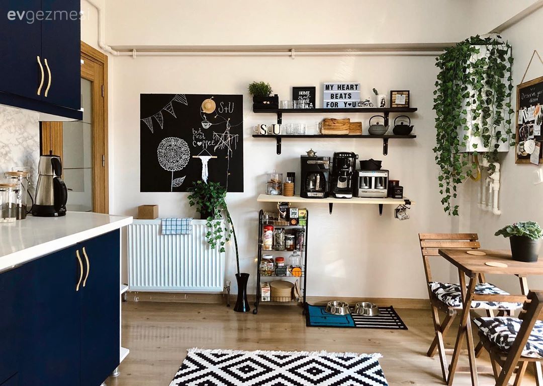 Mutfak duvar dekorasyonu, Duvar panosu, Duvar dekorasyonu, Duvar rafı, Ev bitkisi, Mutfak masası, Sandalye, Mutfak halısı, Mutfak, Geometrik desen, Desenler