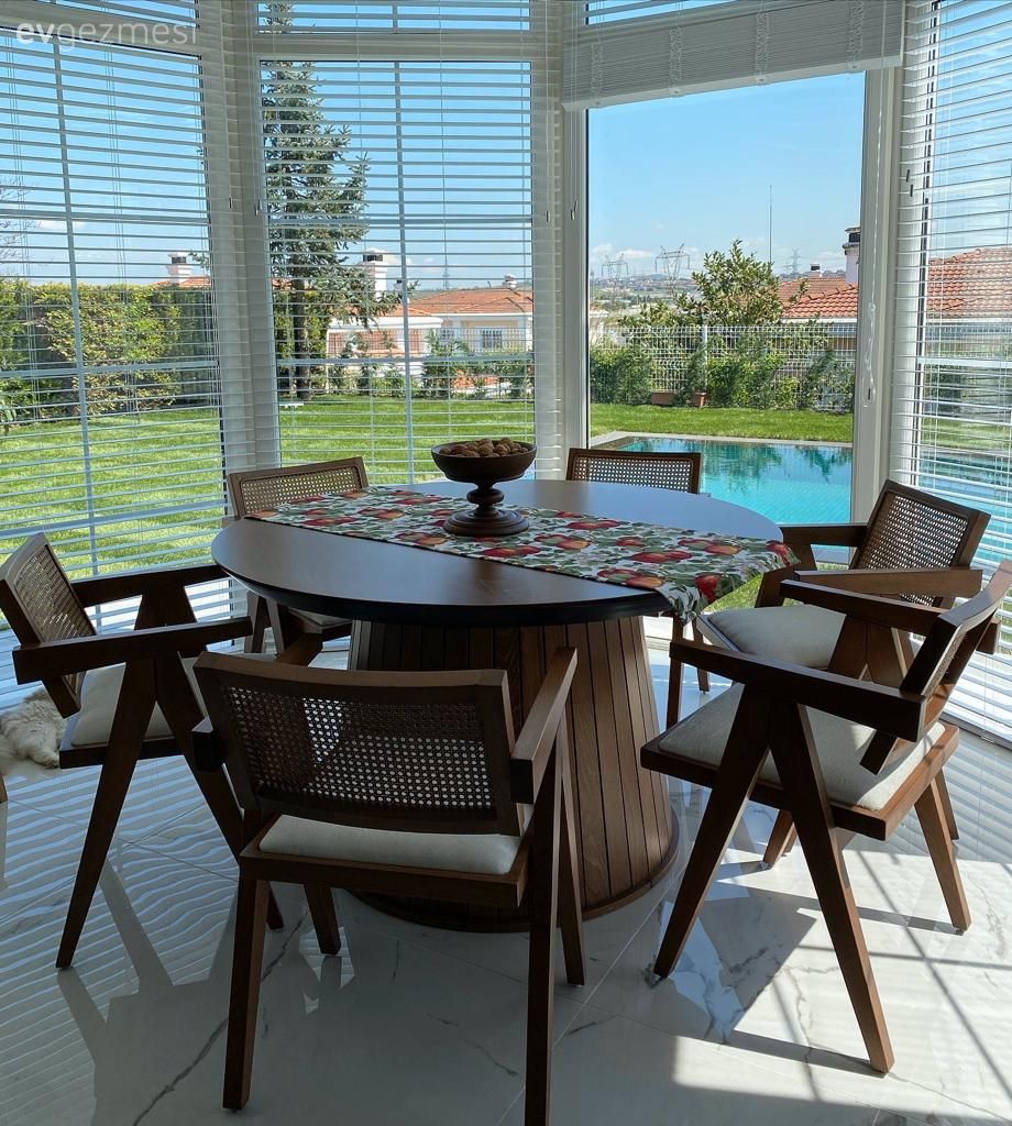 Beyaz, Kahverengi, Sandalye, İskandinav, Mutfak masası, Mutfak zemin seramikleri, Mutfak