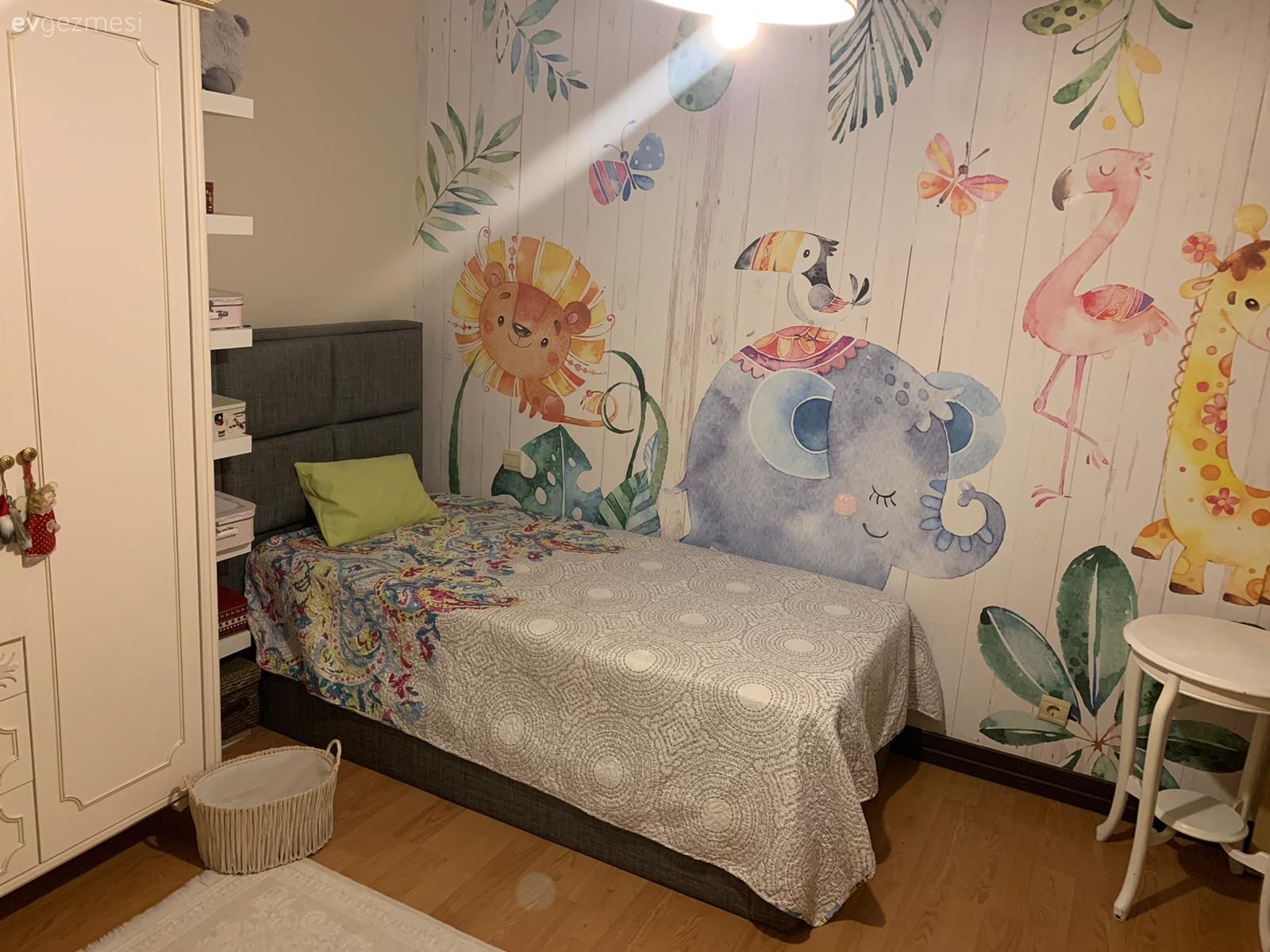 Çocuk odası duvar dekorasyonu, Gardrop, Yatak Odası, Beyaz, Krem