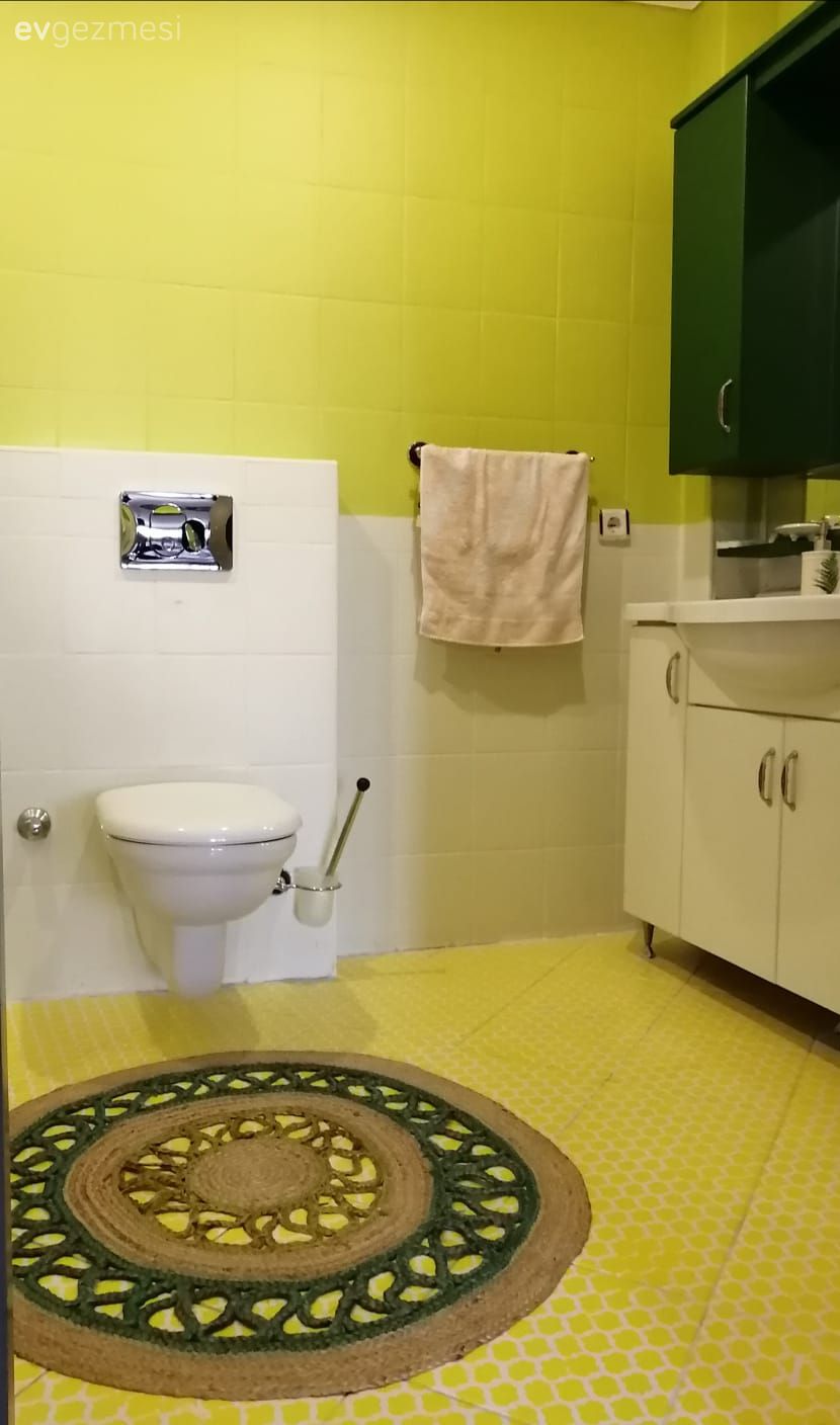 Banyo, Yeşil, Beyaz, Sarı, Banyo dolabı, Banyo seramikleri, Banyo paspası