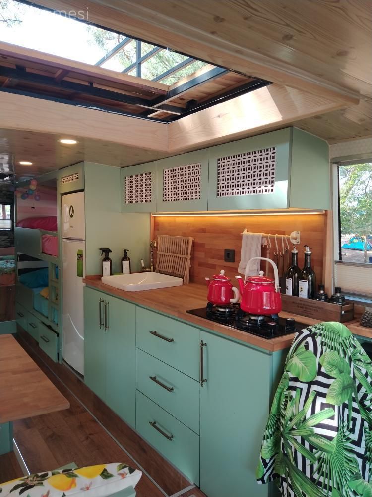 Karavan, Yeşil, Ahşap Mobilya