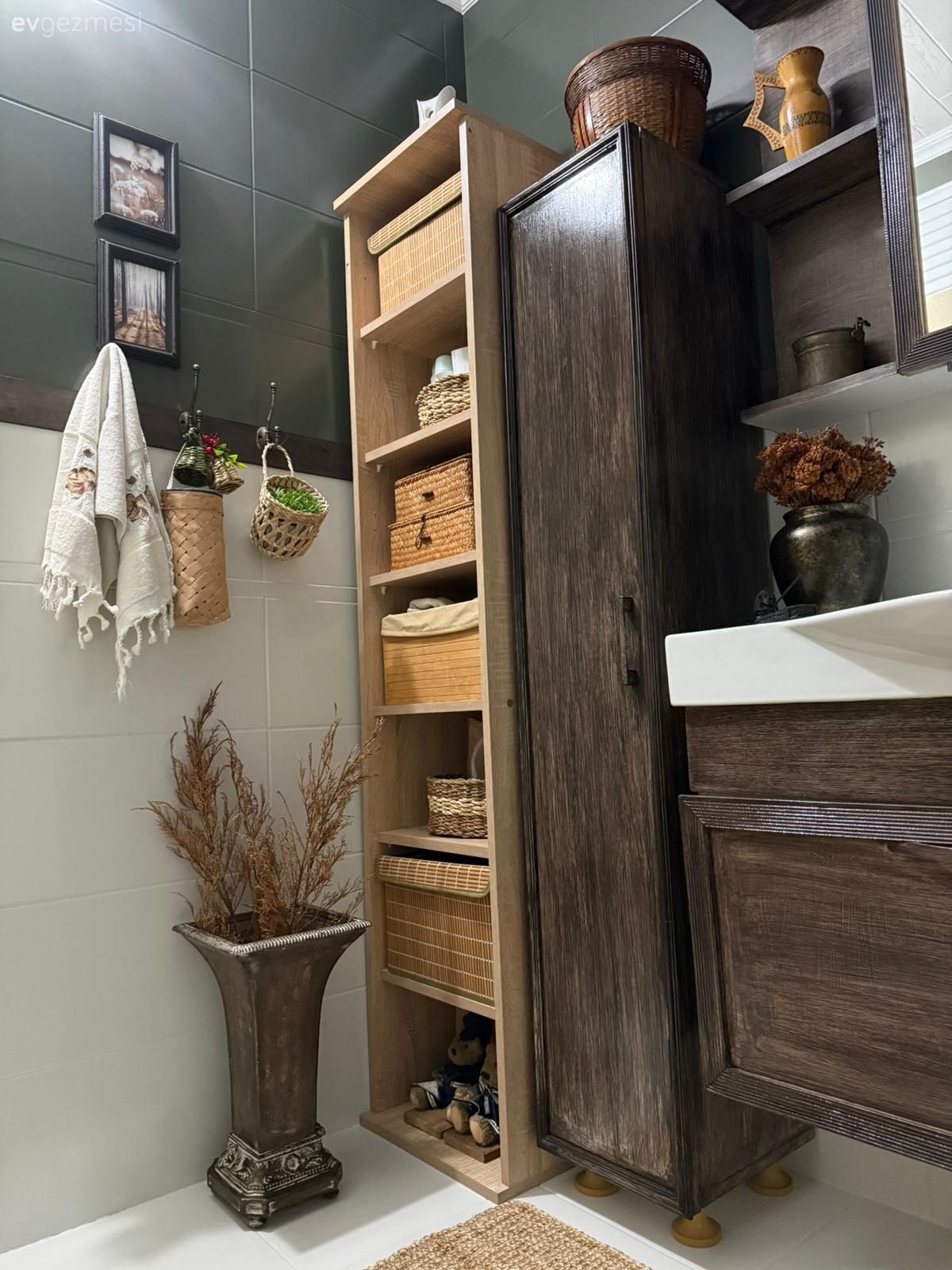 Masif ahşap, Kahverengi, Beyaz, Banyo rafı, Banyo aksesuarları, Banyo, Yeşil