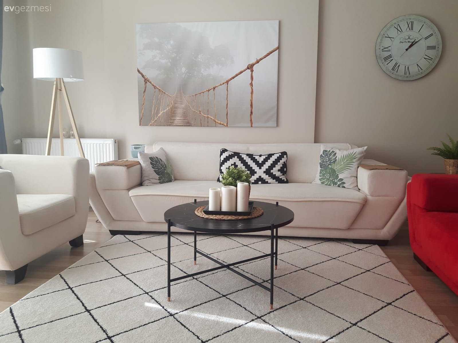 Bu Modern Esintili Dekora Kırmızı Çok Yakışıyor