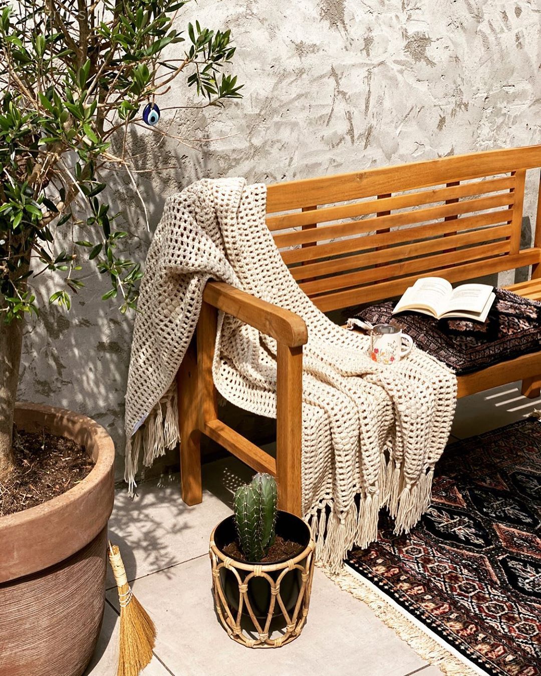 Ahşap Mobilya, Bahçe, Bank, Halı, Ev bitkisi