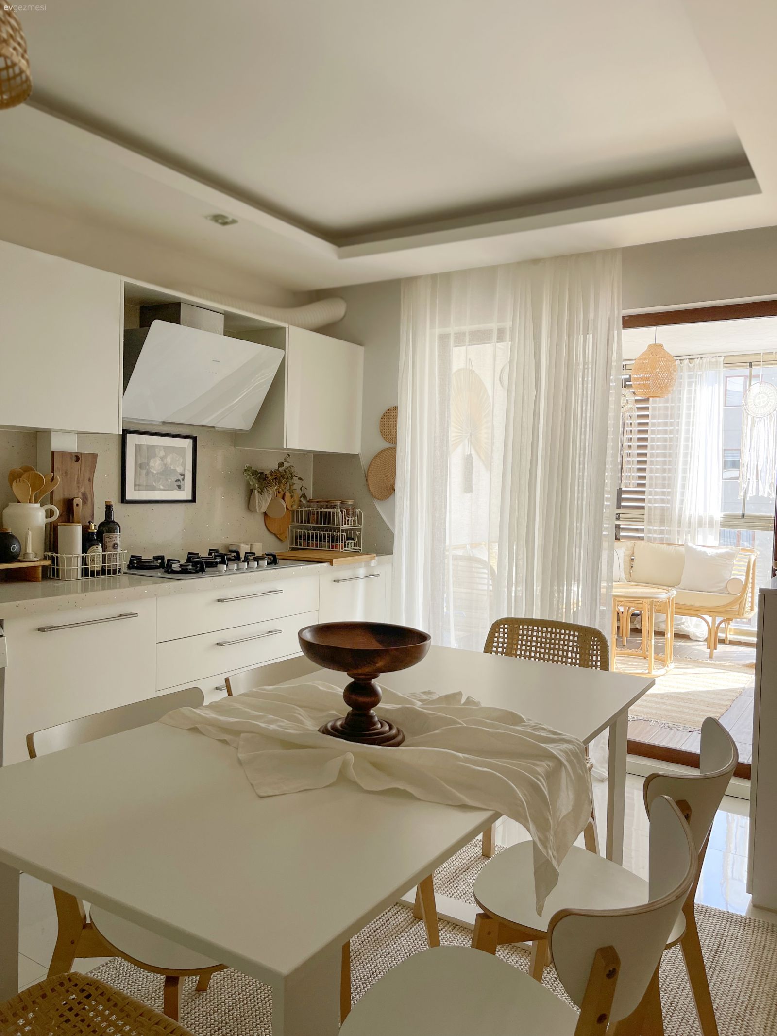 Mutfak, İskandinav, Beyaz, Ahşap Mobilya, Mutfak tezgahı, Mutfak tezgah arası