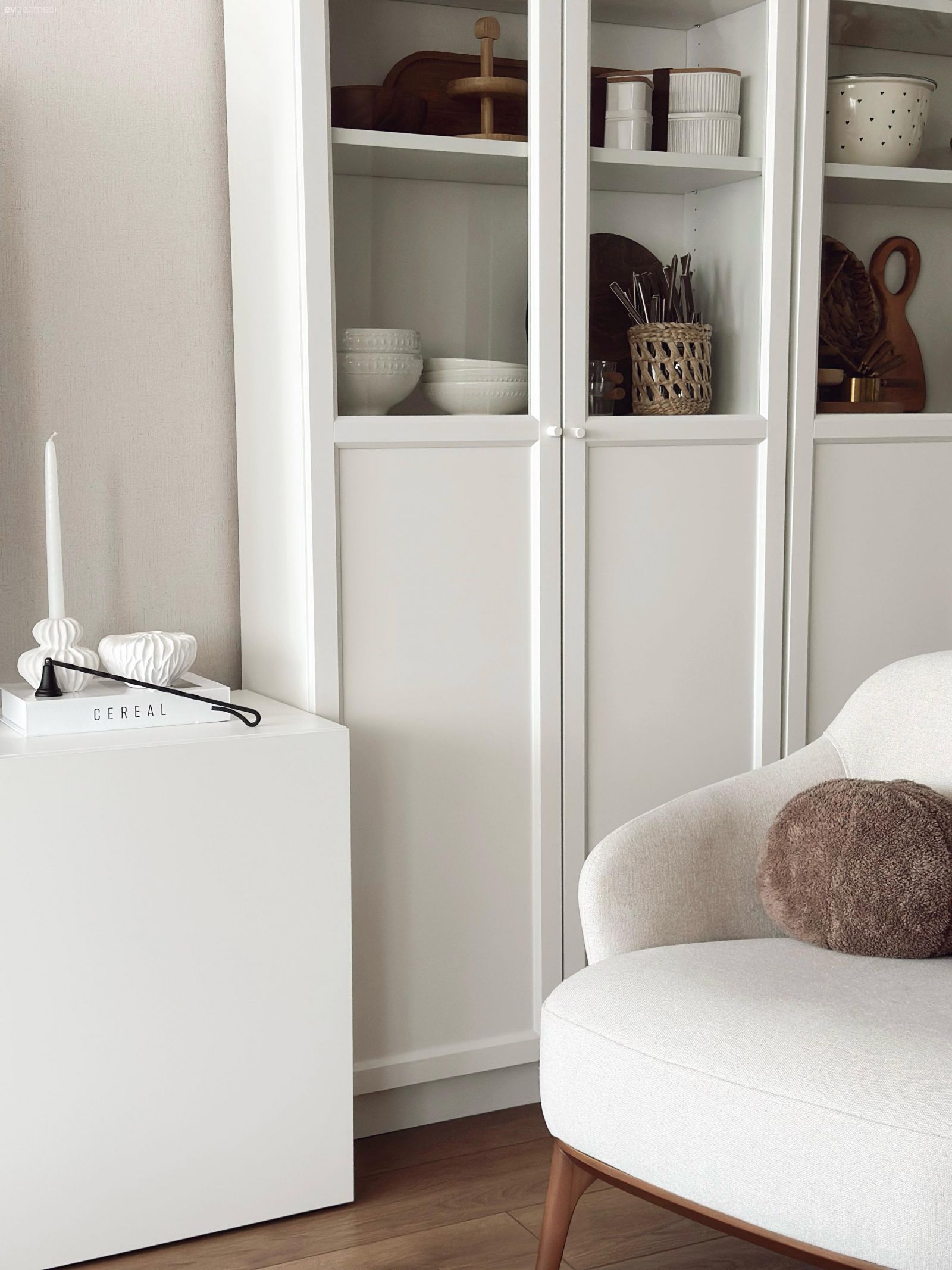 Tv ünitesi, Berjer, Beyaz, Vitrin