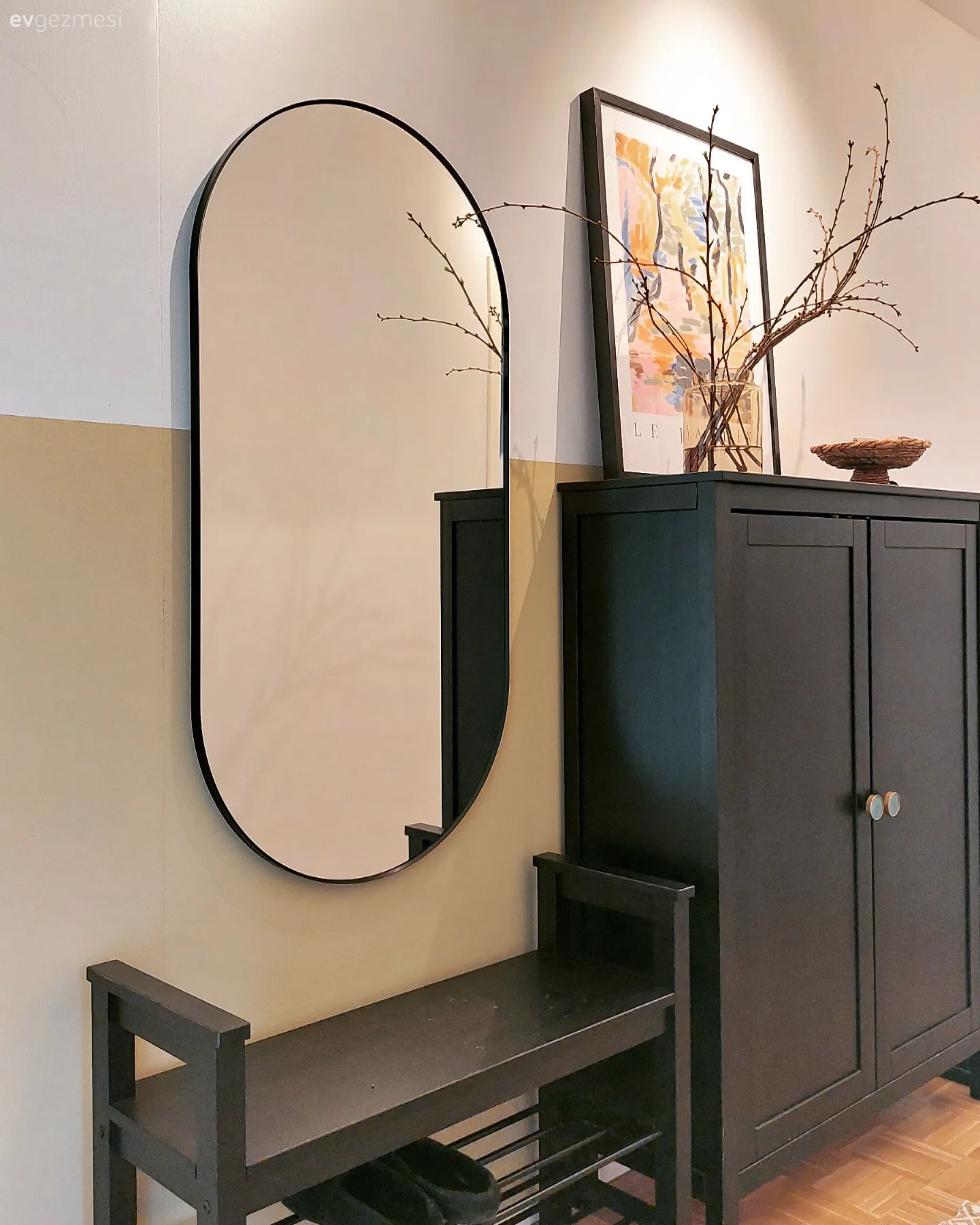 Antre, Siyah, Ayakkabılık, Tablo, Duvar dekorasyonu, Ayna, Dekoratif Objeler