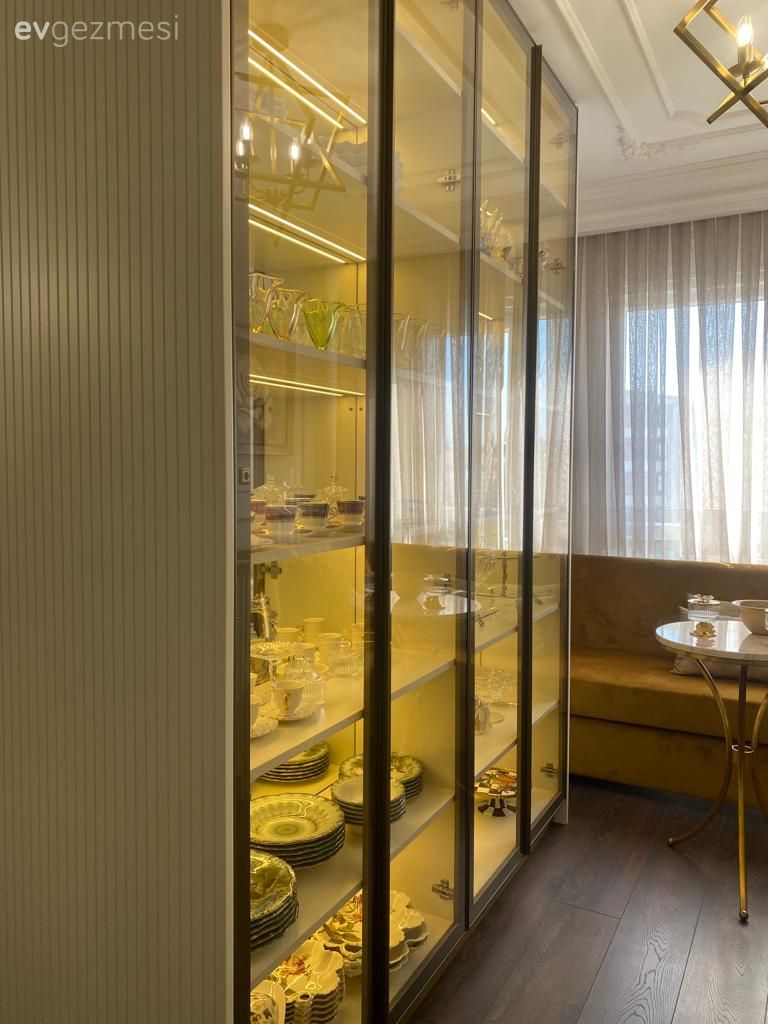 Beyaz, Altın, Hardal, Mutfak köşesi, Mutfak, Tavan dekorasyon, Parke