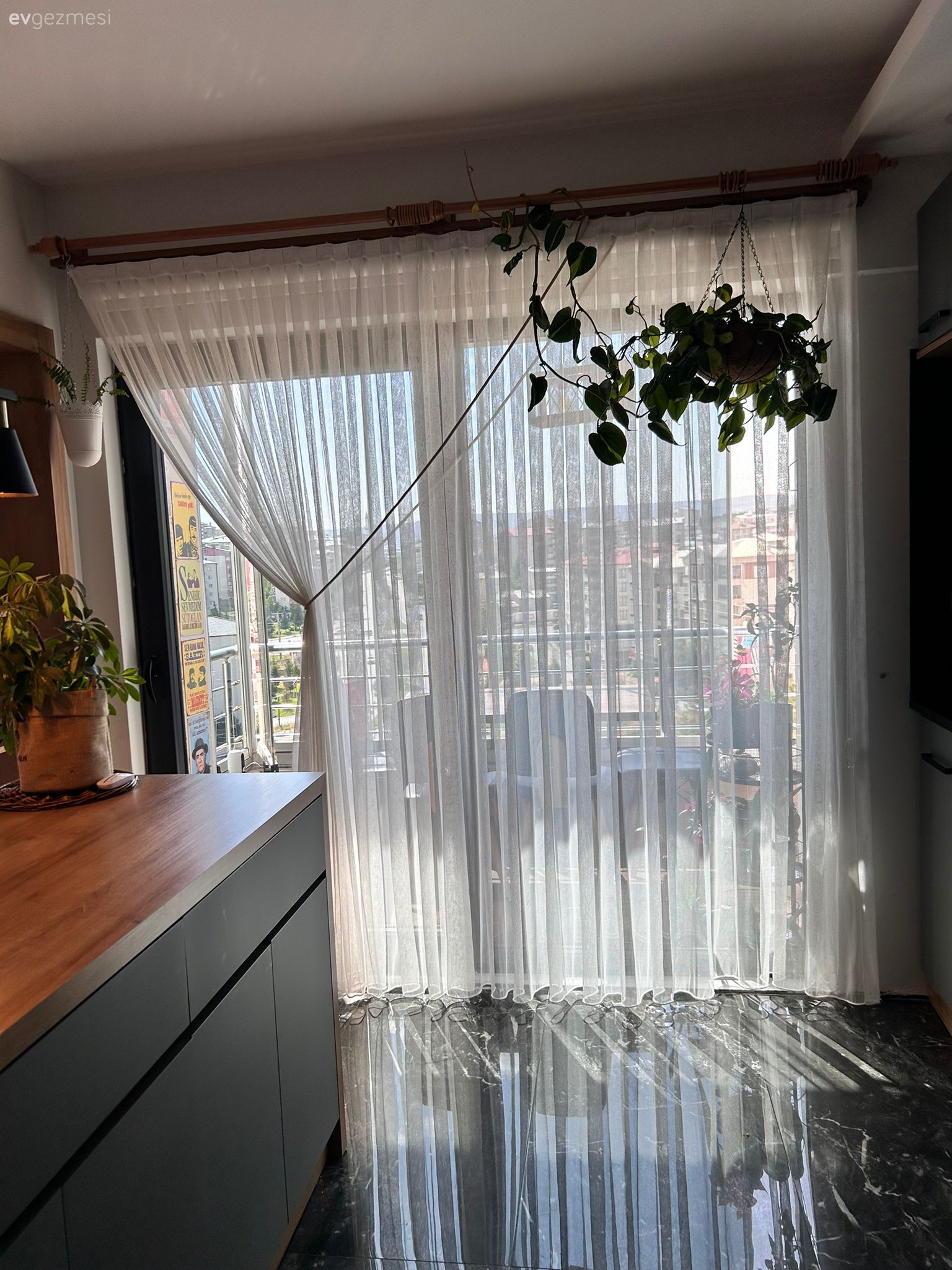 Mutfak tülü, Mutfak perdesi, Gri, Ahşap Mobilya