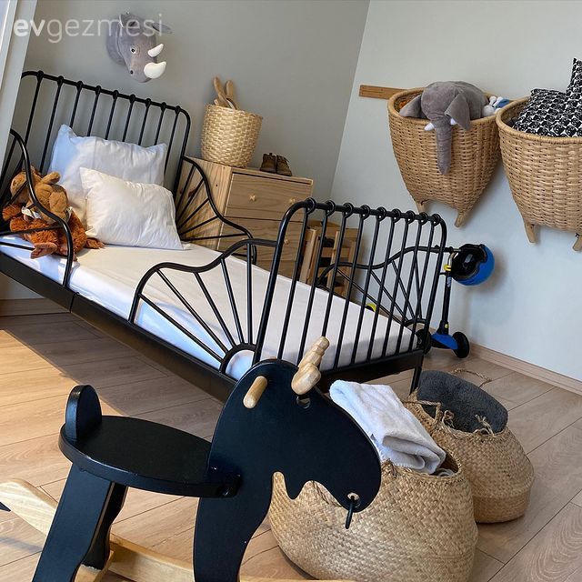 Çocuk Odası, Siyah, Hasır, Beyaz, Bohem Dekorasyon