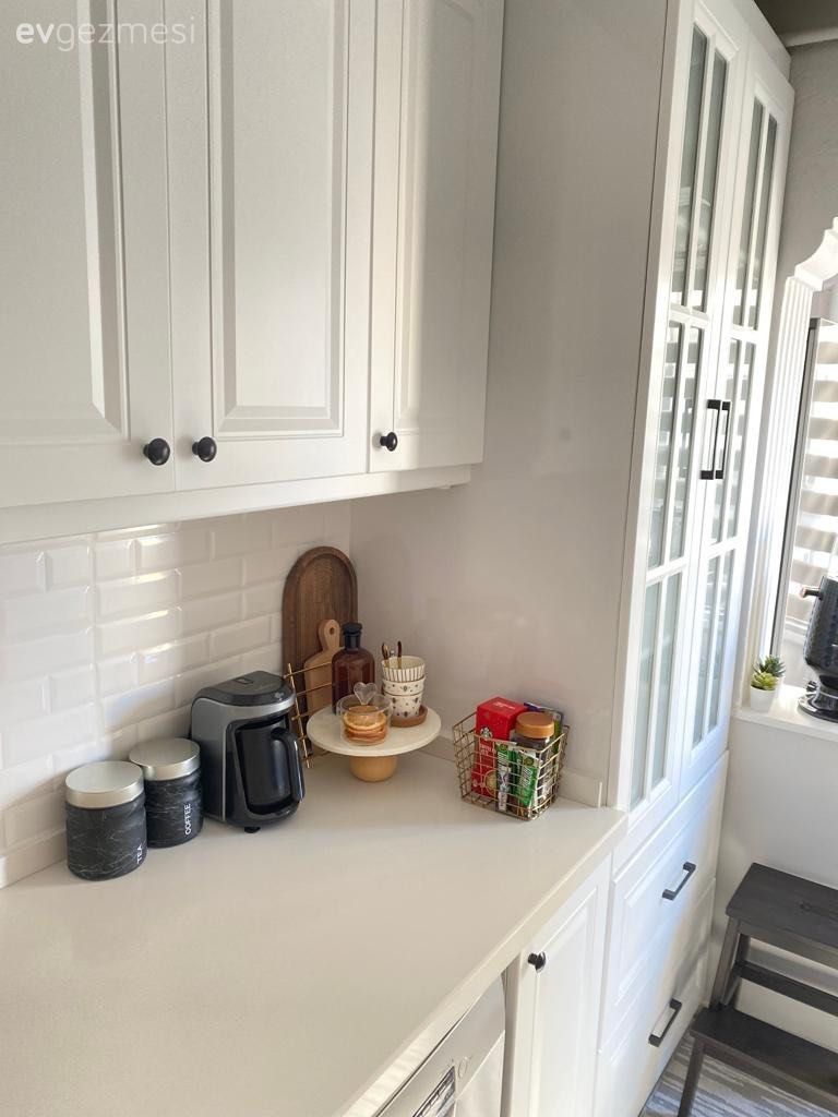 Shaker kapaklı dolaplar, Mutfak, Beyaz, Mutfak tezgah arası, Tezgah arası seramik, Mutfak tezgahı