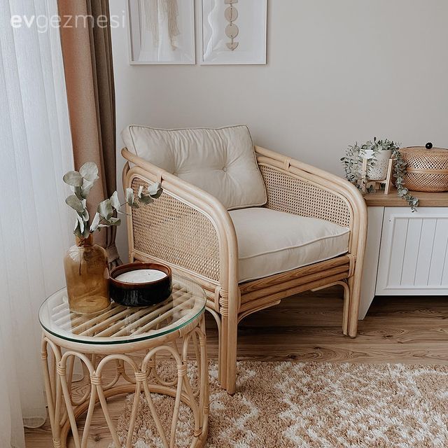 Rattan sandalye, Yan sehpa, Sehpa, İskandinav, Halı, Tv ünitesi, Çerçeve, Fon perde, Perde, Tül perde