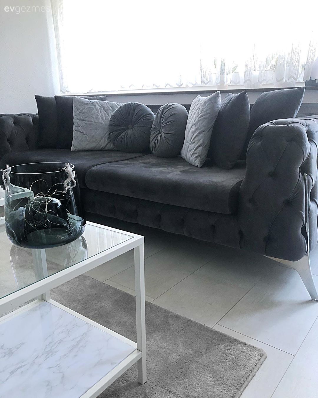 Salon, Beyaz, Siyah, Kırlent, Ev tekstili, Çerçeve, Modern chesterfield