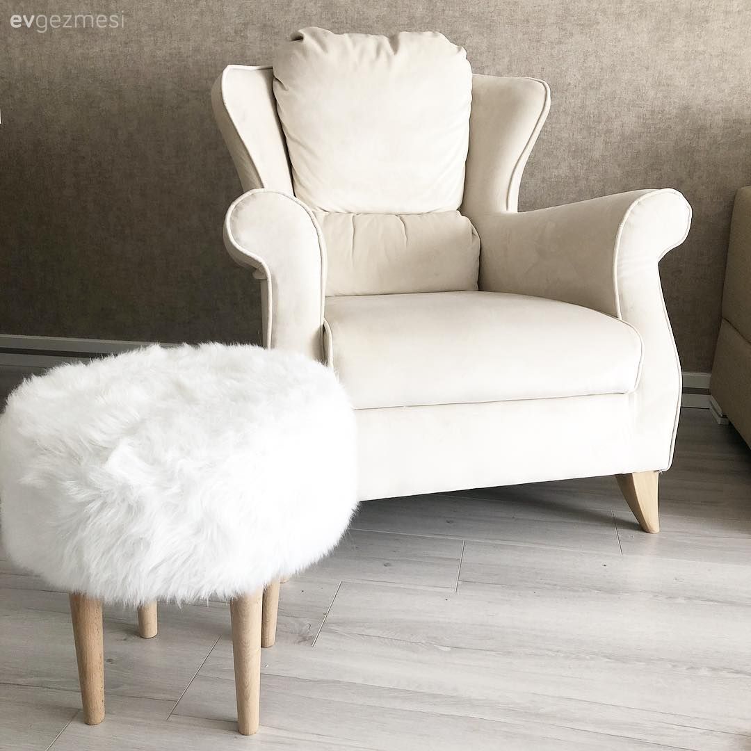 Salon, Beyaz, Krem, Berjer, Puf, Duvar kağıdı, Duvar dekorasyonu