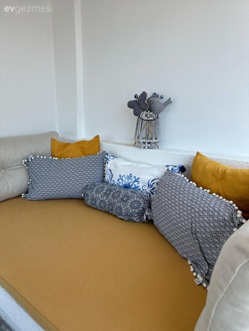 Hardal, Kırlent, Ev tekstili, Beyaz, Mavi