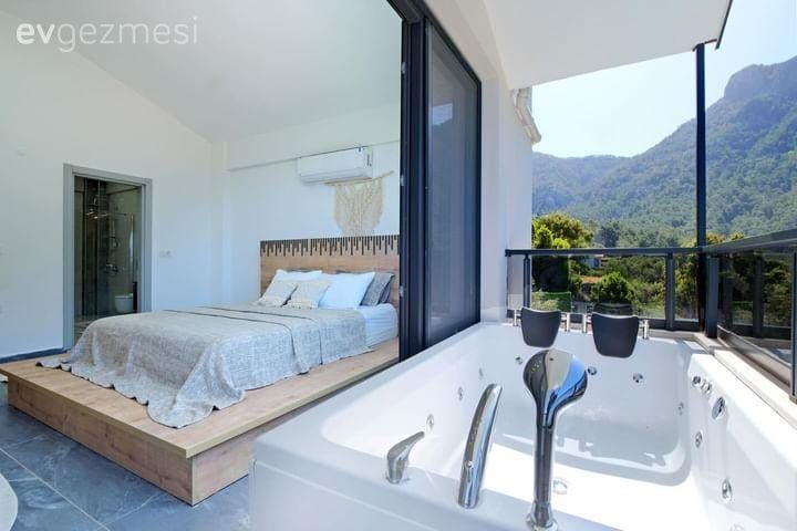 Yatak Odası, Ahşap Mobilya, Beyaz, Yatak başlığı, İskandinav, Bohem Dekorasyon