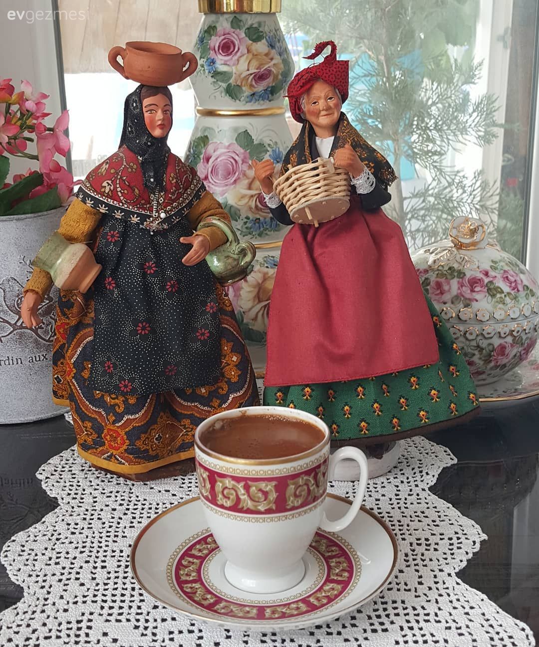 Dekoratif Objeler, Beyaz, Kırmızı, dantel