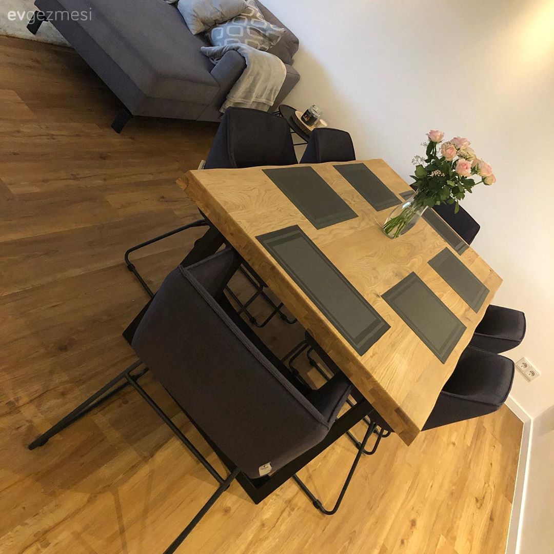 Yemek Odası, Yemek masası, Gri, Ahşap Mobilya, Sandalye, Parke, Runner, Ev tekstili