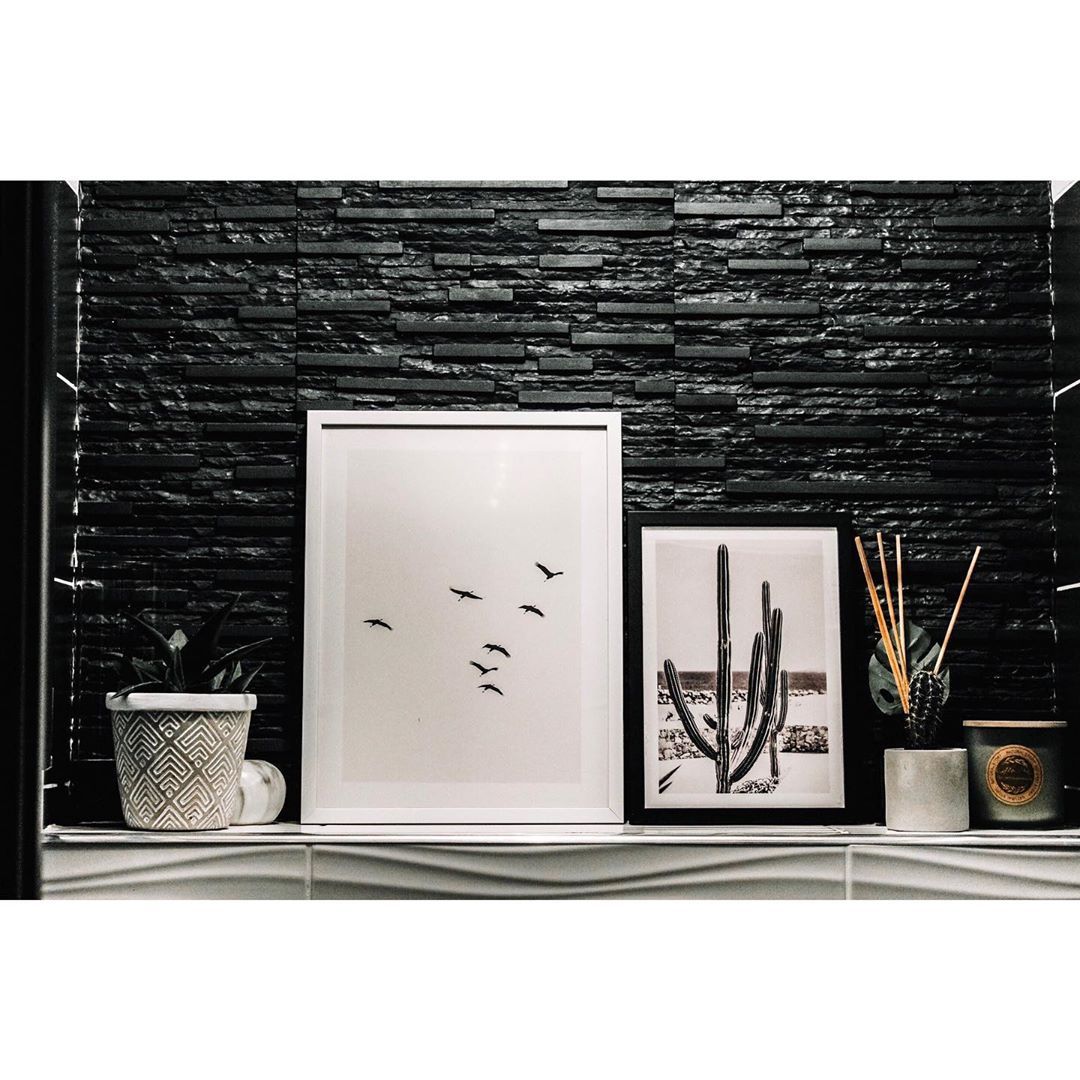 Banyo, Banyo seramikleri, Siyah, Beyaz, Tablo, Duvar dekorasyonu, Çerçeve, Saksı