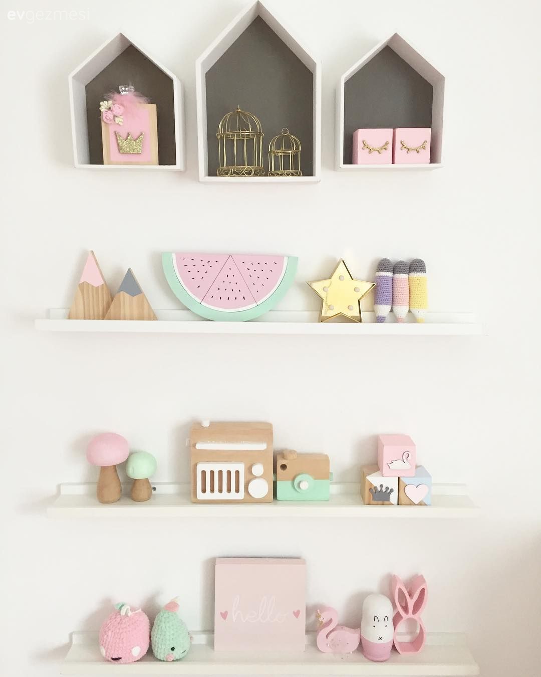 Çocuk odası duvar dekorasyonu, Pembe, Beyaz