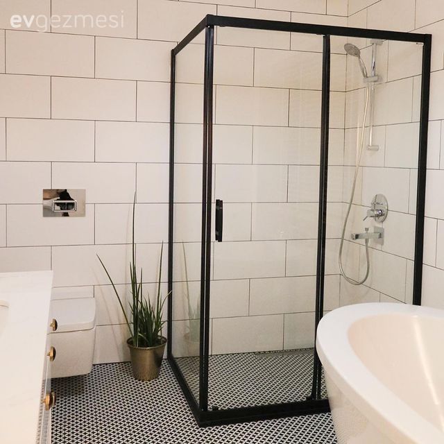 Banyo, Beyaz, Siyah, Banyo seramikleri, Banyo dolabı, Küvet, Banyo aksesuarları, Ev bitkisi, Duşakabin