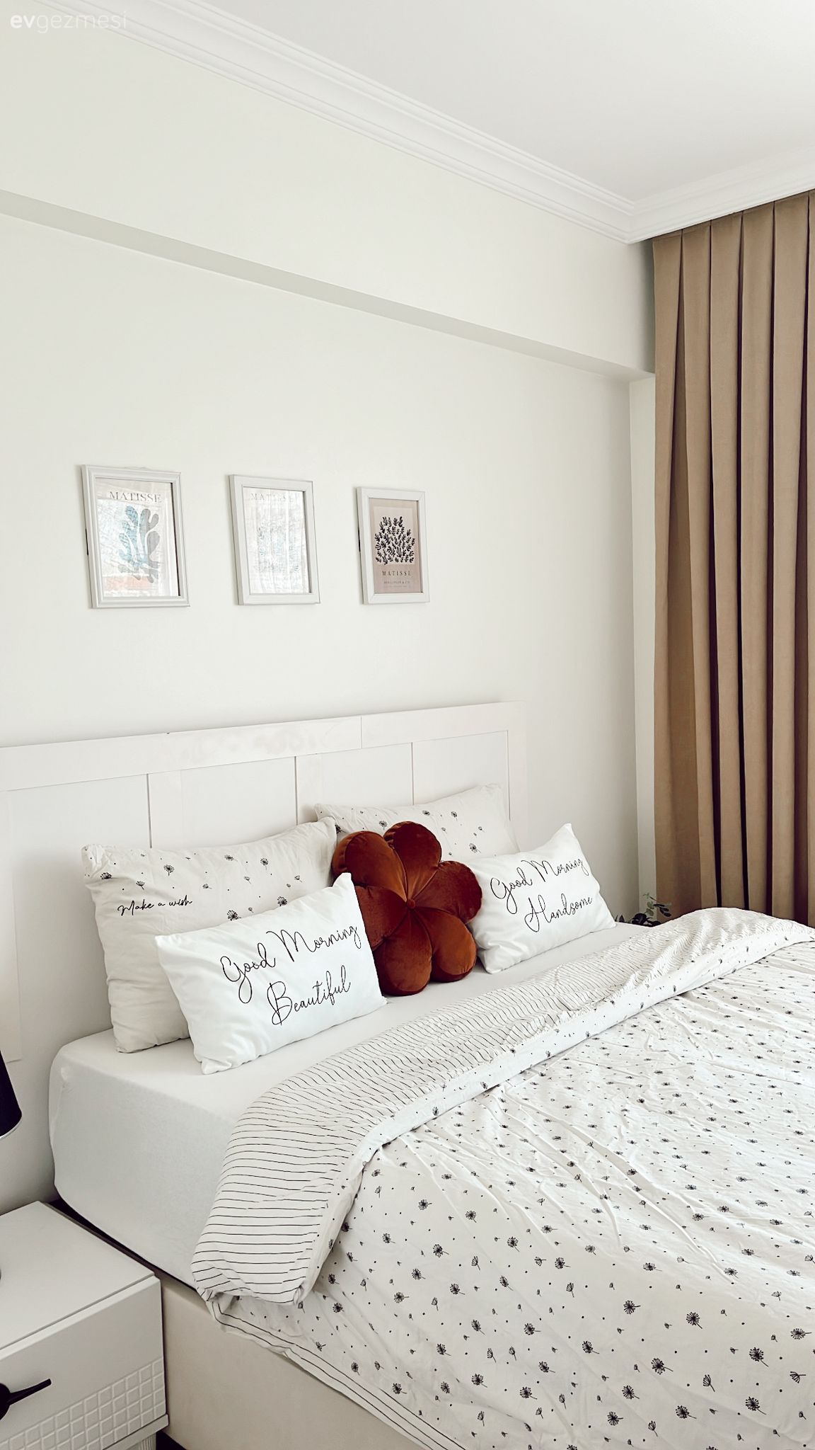 Yatak Odası, Kahverengi, Beyaz, Yatak örtüsü