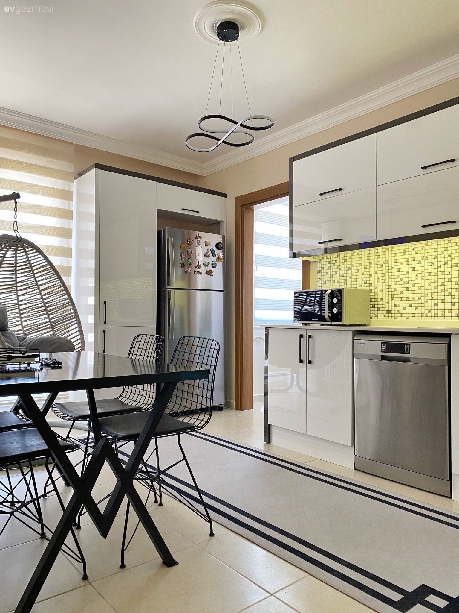 Mutfak, Beyaz, Siyah, Modern