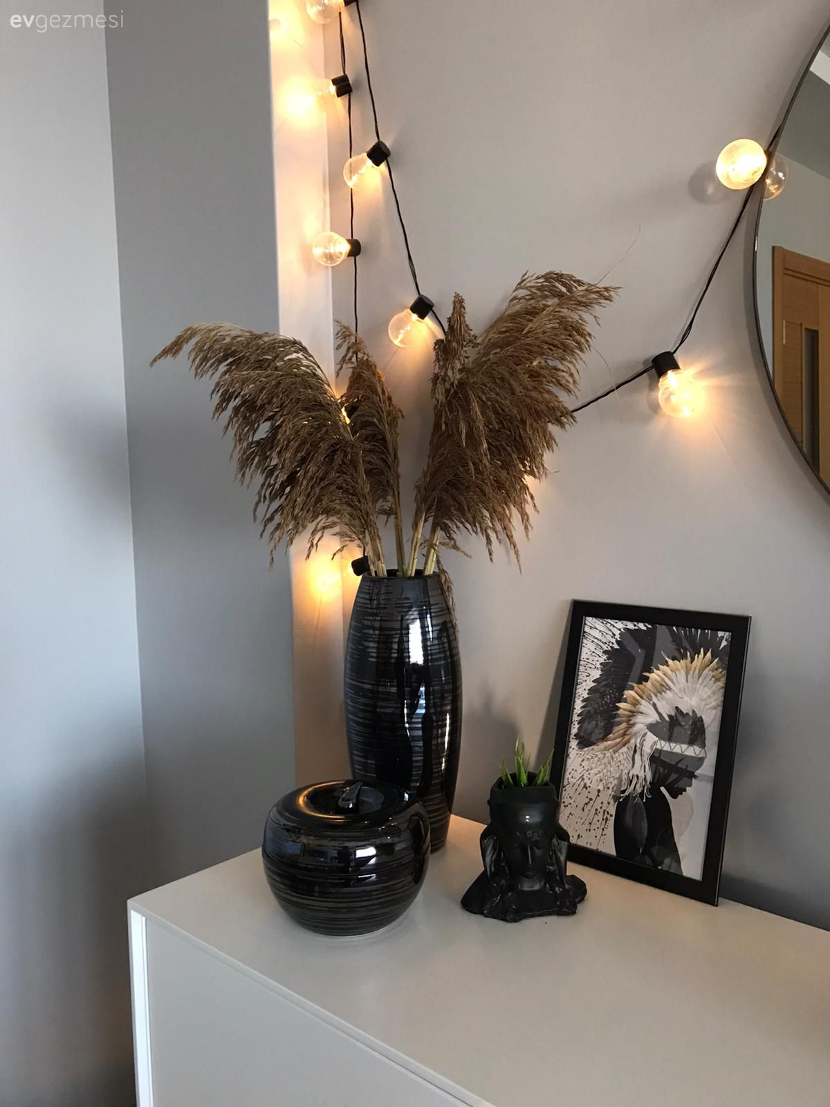 Siyah, Beyaz, Vazo, Ev Aksesuar, Led aydınlatma, Aydınlatma