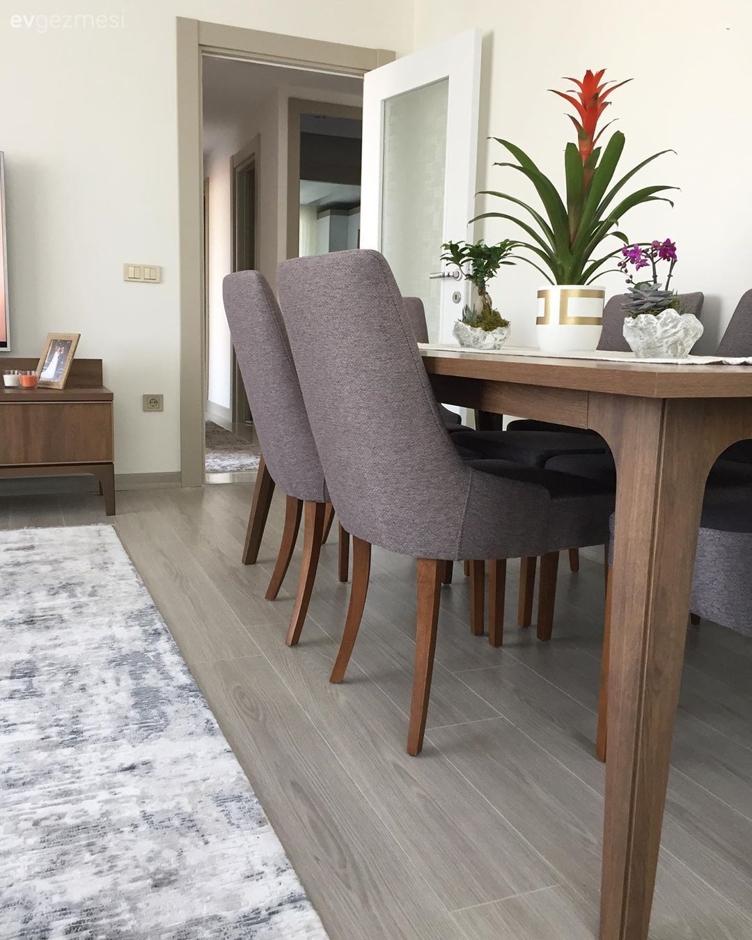 Yemek masası, Sandalye, Gri, Halı, Salon halısı, Tv ünitesi, Tv ünitesi aksesuarları, Ev Aksesuar