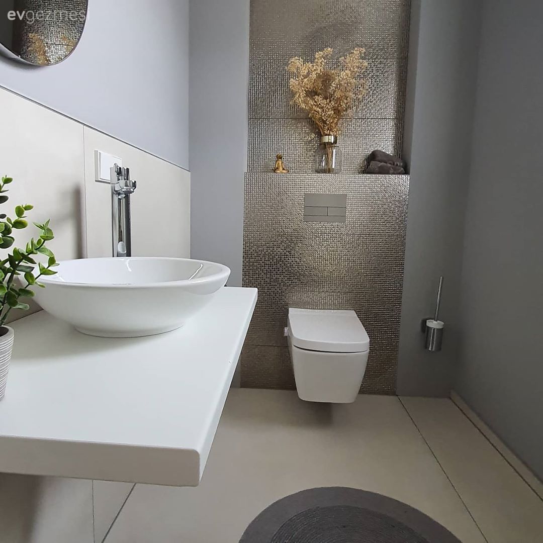 Banyo, Beyaz, Gri, Banyo dolabı, Banyo seramikleri, Banyo paspası, Vazo, Ev Aksesuar, Pampas otu