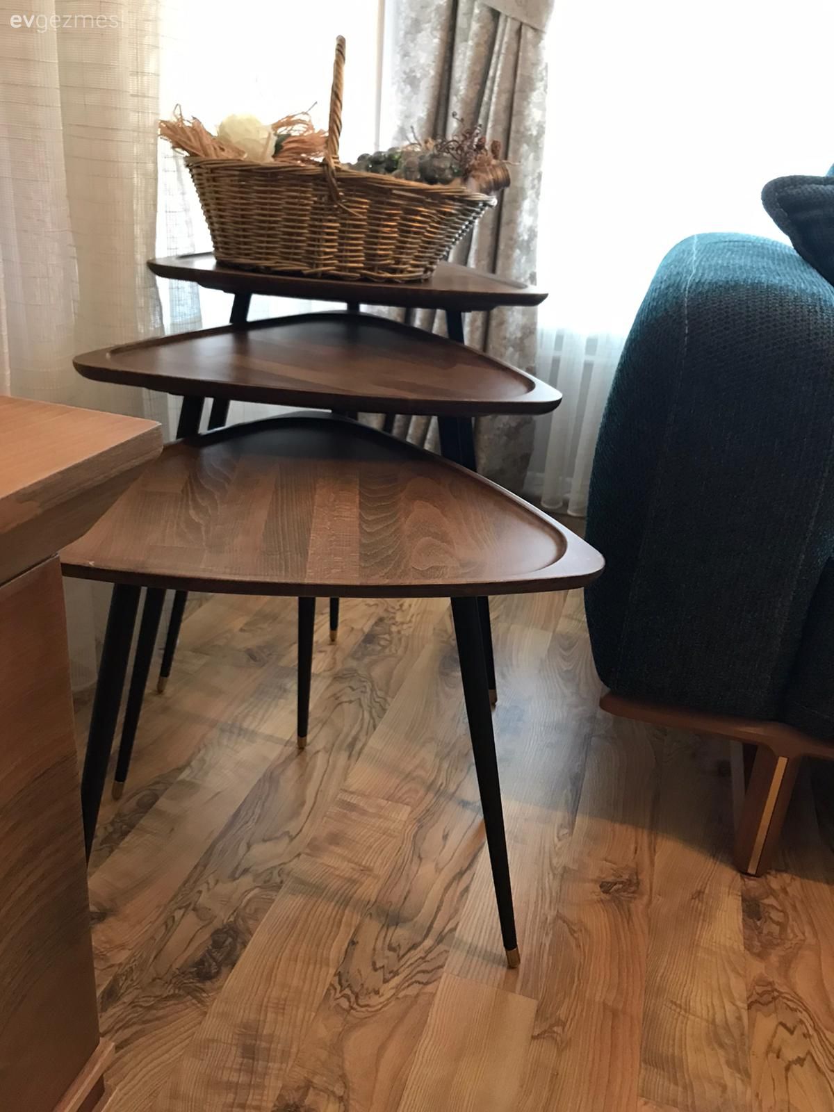 Zigon sehpa, Sehpa, Ahşap Mobilya, Kahverengi