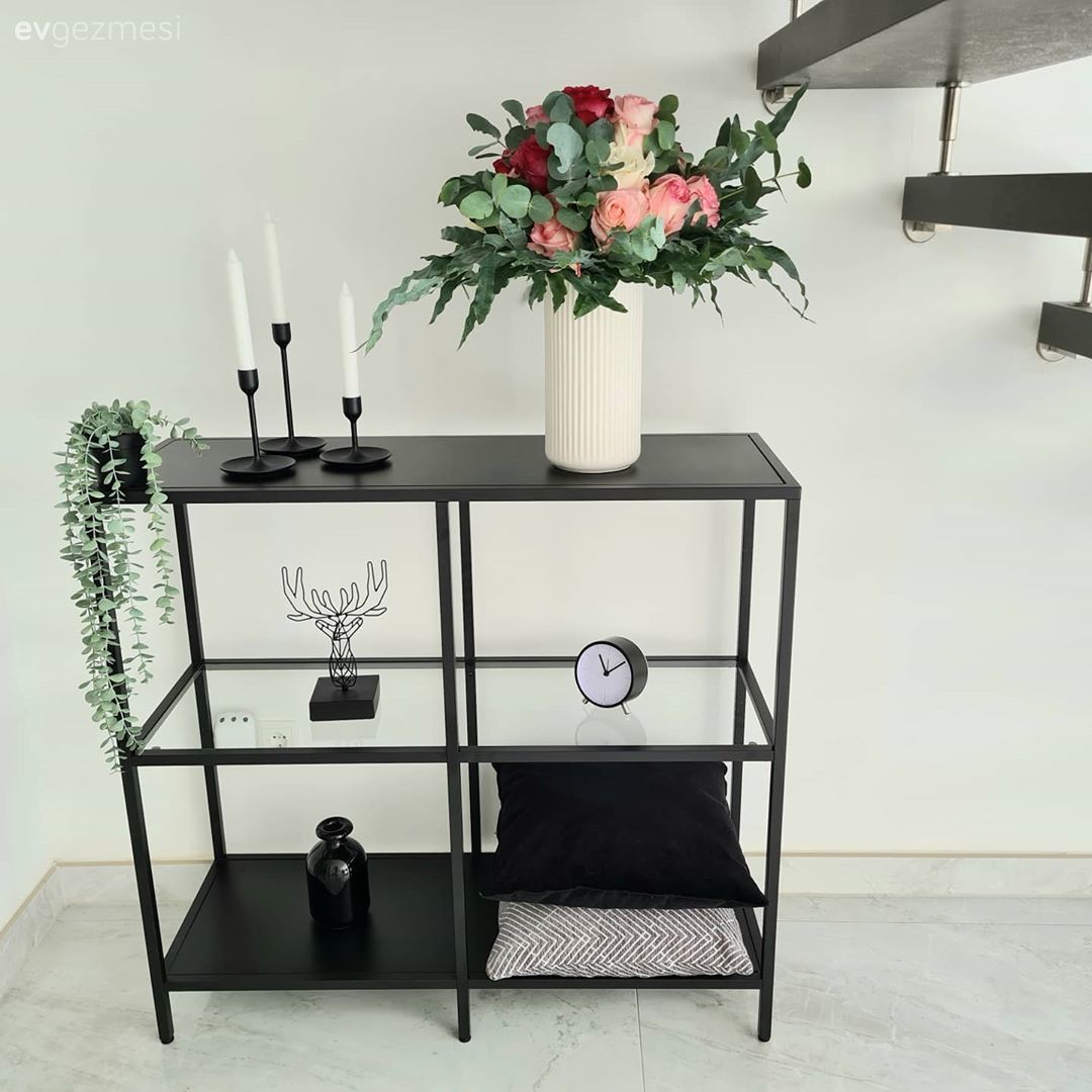 Açık raf, Vazo, Ev Aksesuar, Şamdan, Siyah