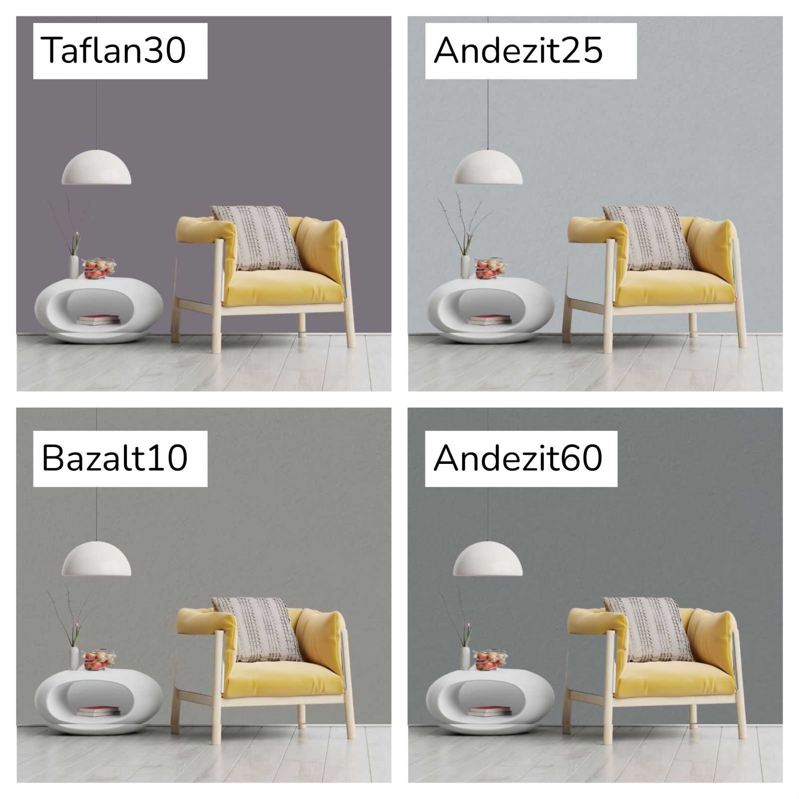 Boya Markalarının 2024 Kartelalarından Gri Duvar Renkleri