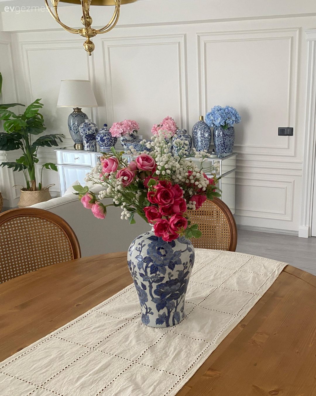 Beyaz, Bej, Pembe, Mavi, Vazo, Ev Aksesuar, Çiçekler, Dekoratif Objeler